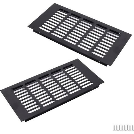 Dailygoods - Rejilla de ventilación de aluminio de 300 x 150 mm - Cuadrada negra (1/5)