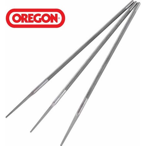 Oregon – Limes d'affûtage rondes x3 – Acier haute qualité – Double coupe pour affûtage rapide – Pour chaînes de tronçonneuse 1/4" et 3/8"