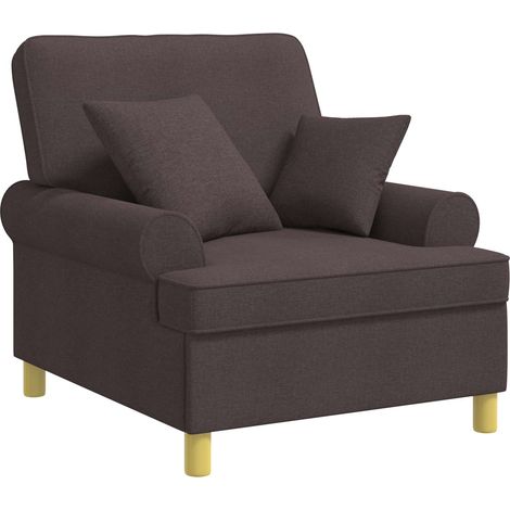 vidaXL Fauteuil XL avec coussins Marron foncé Tissu