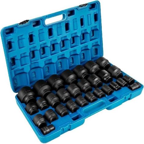 Kit de Douilles à Chocs, entraînement Peu Profond 3/4" 29 pièces 3/4-3/2" 6 Points avec étui de Transport, for Retirer Les écrous de Roue. (1/5)