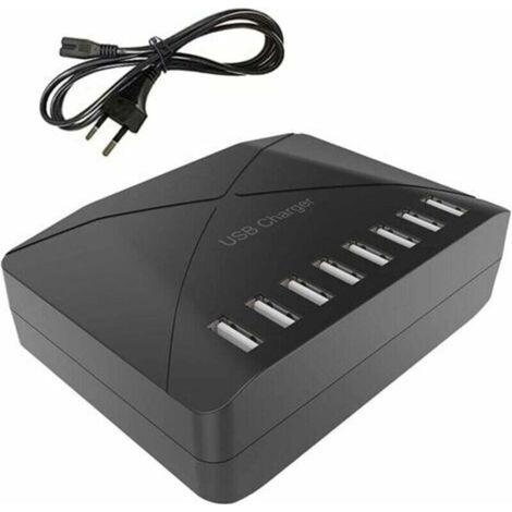 Chargeur USB 40 W, multi-USB à 8 ports, hub de charge avec détection intelligente, station de charge USB multi-ports, pour smartphones, tablettes et autres appareils (1/5)