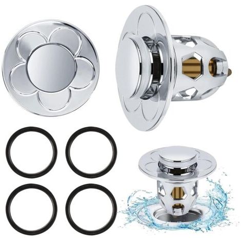 (60×60×50)2 Pièces Bonde de Lavabo Universel Pop Up,Bonde de Lavabo Pop-Up avec Filtre Anti-Clogging,Flitre de Vidange Anti-Bloqué,Bouchon Baignoire pour Lavabo Cuisine,Flitre Cheveux-Orifice (1/4)