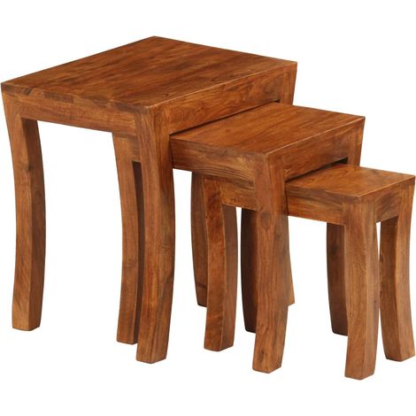 Maison Exclusive - Tavolini Impilabili 3 pz Massello di Acacia 50x35x50 cm Marrone