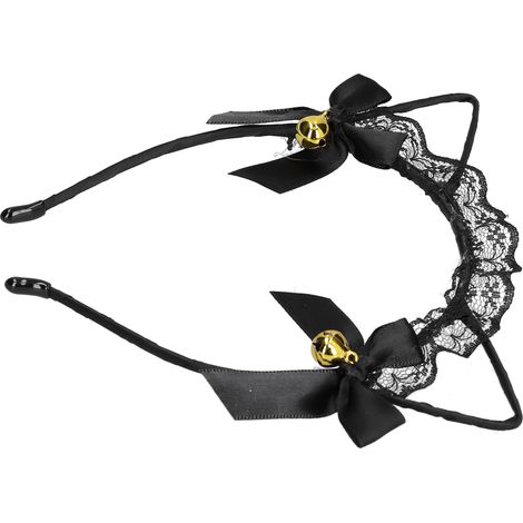 Serre-tête oreilles de chat noir avec grelot pour déguisement ou quotidien femme (1/5)