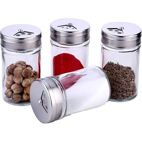 Ritte Gewürzgläser, 4-teiliges Set, 100 ml transparente Vorratsgläser mit Deckel und verstellbaren Ausgießlöchern zur Aufbewahrung von Tee, Müsli und Trockenfrüchten