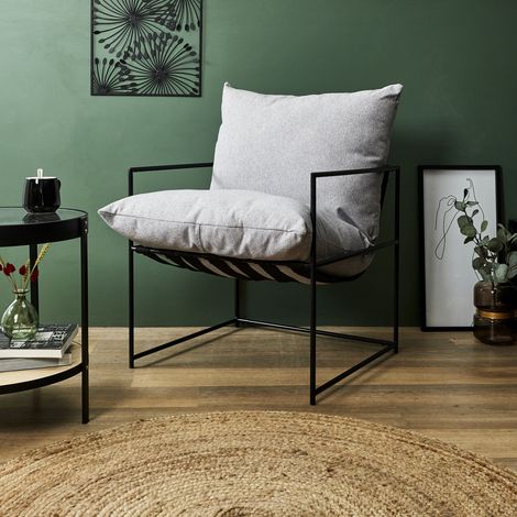 Fauteuil - HOME DECO FACTORY - Jonas - Design - Chic - Gris et Noir (1/5)