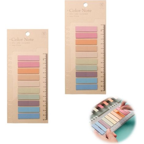 400 blocs de notas autoadhesivas transparentes - Blocs de notas - Pestañas de índice para blocs de notas - Autoadhesivas - 10 colores (1/5)