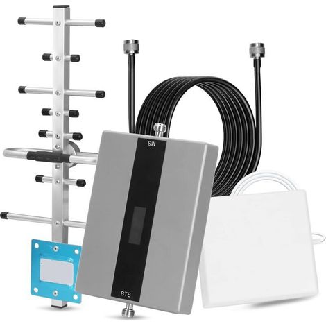 [JAMAIS UTILISÉ]Amplificateur de signal de téléphone portable, amplificateur tri-bande tous les répéteurs LTE GSM 2G 3G 4G 800/900/2100 MHz, tous les fournisseurs de réseau gagnent plus de 68 dB (1/2)