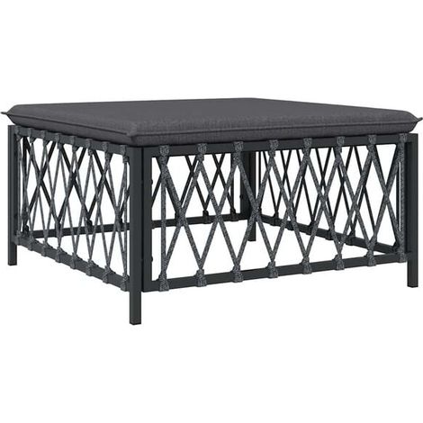 Repose-pieds de jardin avec coussin en tissu tissé gris anthracite (1/5)