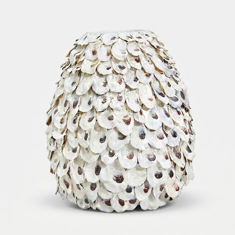 Vaso basso decorativo in bamboo e conchiglie Riviera Piccolo (1/3)