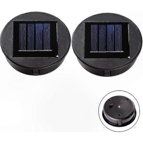 Lot de 2 abat-jours solaires avec ampoule LED pour lanternes extérieures, panneaux supérieurs de remplacement pour déco jardin, solution d'éclairage DIY autonome. (1/5)