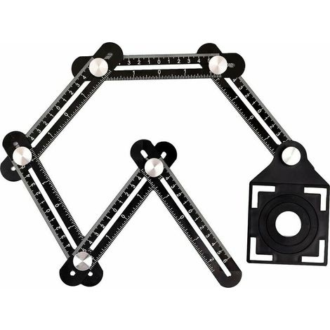 Règle de Mesure Multi-angle, outil de gabarit à six côtés en alliage d'aluminium, outil de mesure multi-angle, avec poinçon, guide de perçage pour carrelage en céramique, pour bricoleurs BLOW (1/5)