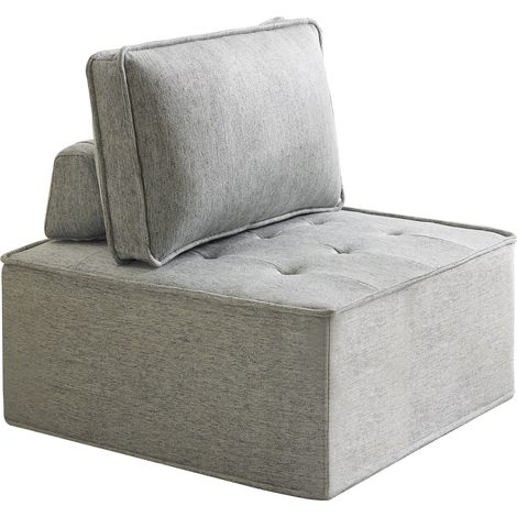 Poltrona modulare singola in lino grigio chiaro (1/5)