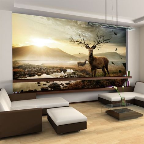 Papier Peint "Cerf & Ruisseau de Montagne II" 270x450cm (1/2)