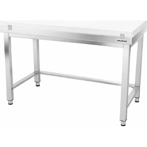 Table de travail en inox 1400x500 mm avec plaque de découpe blanche et renfort PREMIUM - GOLDINOX (1/4)