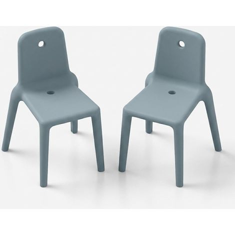 Set 2 sedie design indoor outdoor in polietilene Mellow - Blu