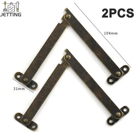 (Bronze) 2 charnières de support d'angle antiques en bois pour boîte, présentoir, meuble, porte d'armoire, placard de cuisine, couvercle (1/5)
