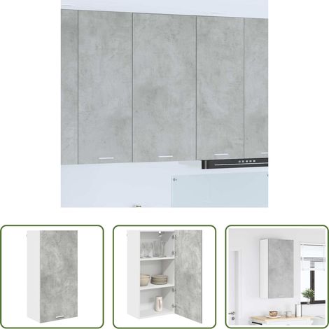 Rangement cuisine - Armoire suspendue Gris béton et Blanc 50 x 31 x 100 cm (1/5)