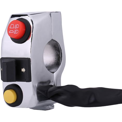 Interrupteurs de guidon moto 7/8" avec commande klaxon, clignotants, feux de croisement et de route, argent (1/3)