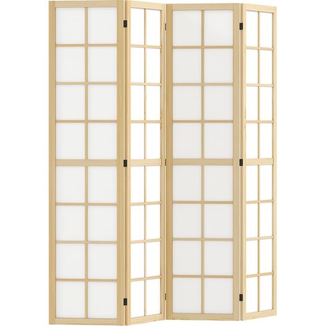 CHICFURN biombo separador de ambientes 160 x 170 cm de madera natural plegable (1/5)