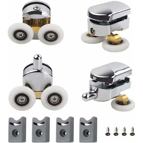 Roulettes Doubles de Rechange Lot de 4 Roulettes Doubles Roues de Fixation de Rechange Roulette Porte Coulissante Galet Porte Rouleau Roulette Roue Roulettes pour Porte de Douche 23mm