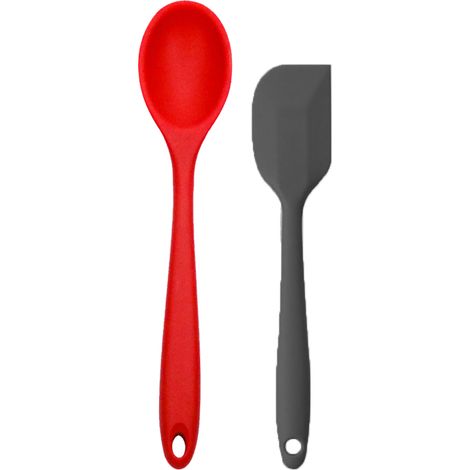 Ensemble Ustensiles Cuisine - Acier Inoxydable Et Silicone Noir - Pour Cuisson Et Service - Lot De 2 Pieces (1/5)