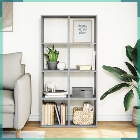 858026 étagère séparatrice de pièce sonoma gris 69,5x29x137,5 cm (1/5)