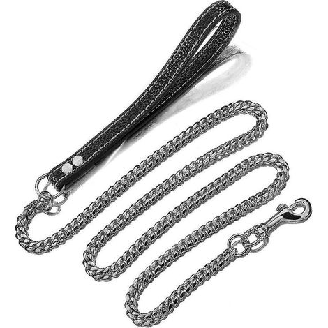 10 mm silberne Metall-Hundeleine mit gepolstertem Griff für mittelgroße Hunde (1/5)