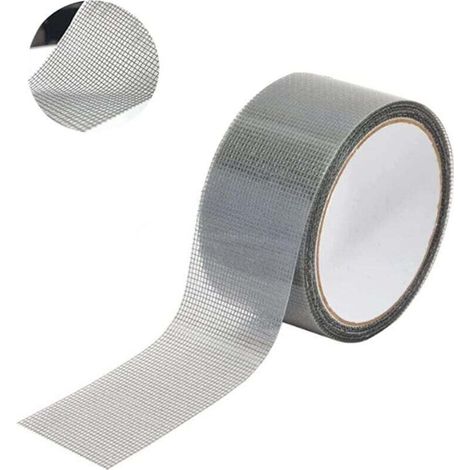 Fenster- und Fliegengitterreparatur, Fliegengitterband, Glasfasergewebe-Netzband mit wasserfester Klebeversiegelung, 5 cm x 200 cm (grau)