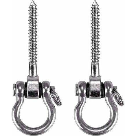 2 Pièces Crochet a Visser, Acier Inoxydable 304 Robuste 180° Crochet Plafond pour Aire de Jeux Intérieure Extérieure Yoga, Hamac ,Corde, Balançoire, Suspendue Chaise, Sac de Boxe , Max 450kg (1/5)