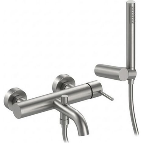Miscelatore vasca spazzolato grigio in ottone con leva slim completo di accessori Alba (1/2)