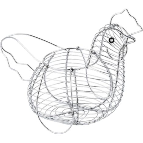 Eierkorb aus Metall, Hühnerform, Chromdraht, Eier-Aufbewahrungskorb, Metallkorb für Lebensmittelgeschirr, Mehrzweck-Dekor, Eieraufbewahrung, Obst-Organizer für Zuhause (1/5)