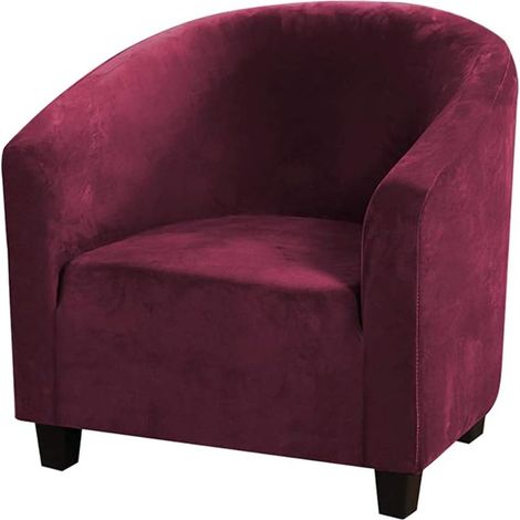 Housse De Chaise Club,Housses De Chaise De Baignoire en Velours Extensible Housses De Canapé Souples pour Fauteuil Protecteur De Meubles (Vin Rouge, velours), (1/4)