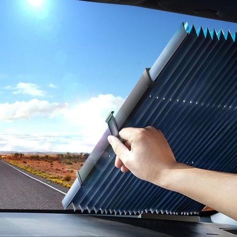 Parasole estensibile per finestrini anteriori e posteriori, parasole interno, ventosa in alluminio, protezione UV per auto di piccole dimensioni, SUV, camion e monovolume. (1/4)