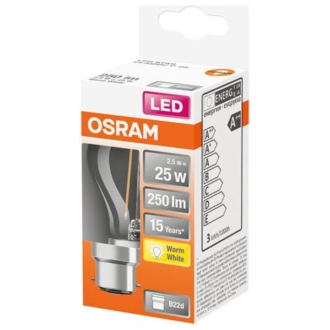 OSRAM - Led sphérique clair fil. 2.5w b22 250lm 2700K chd bte 1 (1/10)