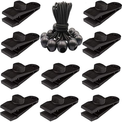 Lot de 20 clips de bâche robustes – Pinces de tente à vis pour bâche avec boule élastique pour auvent, auvents, pergola, couvertures en toile, camping en plein air, piscine. (1/5)