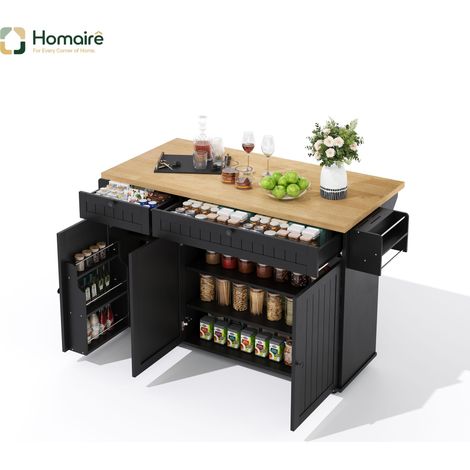 Küchenwagen aus MDF schwarz 137 x 70 x 89.5 cm HOMAIRE (1/5)