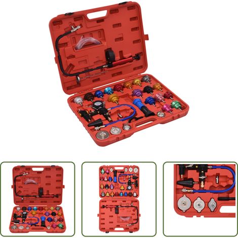 vidaXL Pompe à main - Testeur de pression pour refroidissement et bouchon 28 pcs (1/5)