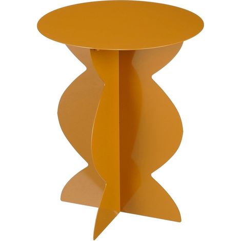 Table d'appoint ronde en fer marron bout de canapé pour salon Ø 40 x H 50 cm - PANGIVO (1/5)