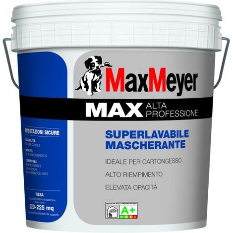 MAX A+ IDROPITTURA BIANCA PITTURA LAVABILE MASCHERANTE COPRENTE MAX MEYER 0.75 lt