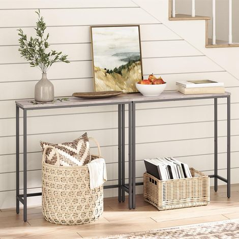 Slim Console Table for Hallway, Metal Frame, Compact Display Sofa Table for Small Spaces, Entryway, Living Room, Sturdy, Greige and Black EBG75XG01,HOOBRO