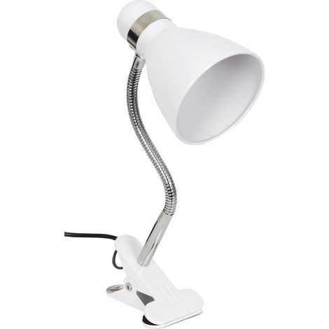 Lampe de Bureau Sicion Métal à Pince Orientable et Portable Idéale pour Enfants et Atelier Clip 220V, Métal (BLANC) (1/5)