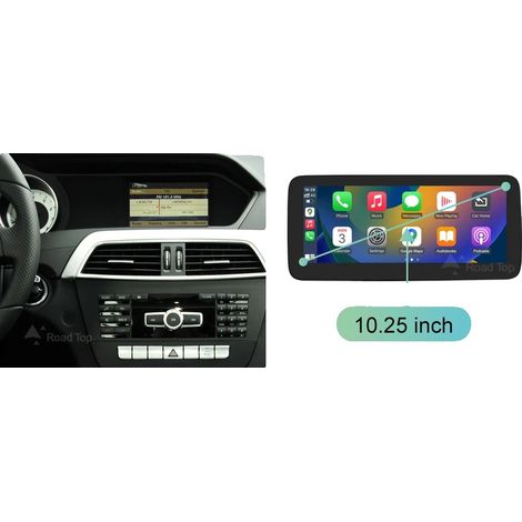 Lettore multimediale per auto, integrazione smartphone, microfono incorporato, compatibile con Mercedes Benz Classe C W204 S204 2011-2012, 10,25 pollici NTG4.5 LHD, No-a (1/2)