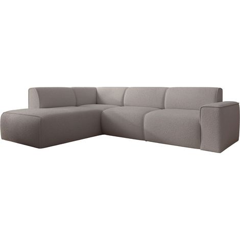 Selsey Bouvi – Ecksofa mit seitlicher Rückenlehne an der Ottomane, links, graubraun, Bouclé (1/5)
