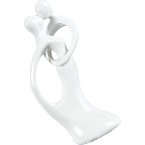 Sculture di coppia in gres fatte a mano, raffiguranti un bacio - Bianco