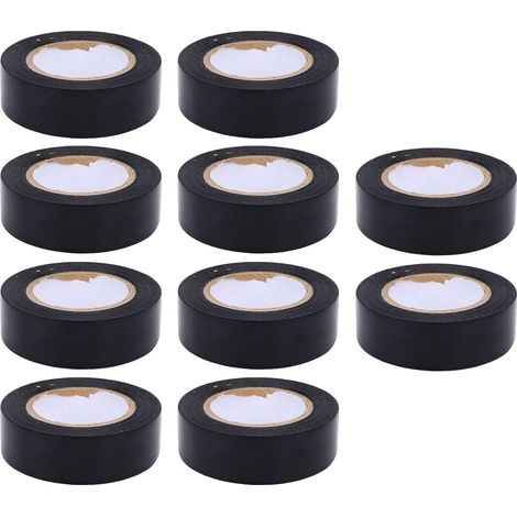 10 rouleaux de ruban électrique noir 600V PVC ruban étanche à l'eau 20mm X 10M adhésif fort ignifuge pour la réparation de câblage extérieur intérieur (1/5)