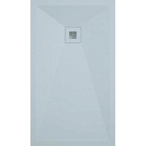 Receveur de douche 70x160 cm extra plat ONDA en résine surface ardoisée gris cendre Grille grise cendre