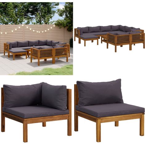 10-tlg. Garten-Lounge-Set mit Auflage Massivholz Akazie - Garten-Lounge-Set - Garten-Lounge-Sets - Home & Living (1/5)