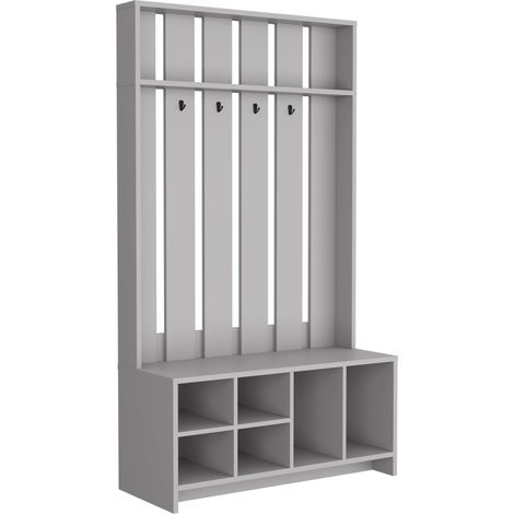Recibidor tulcan en melamina con 8 estantes y 4 ganchos para colgar ropa , Gris , 172.6 cm X 96.8 cm X 39.3 cm (1/5)