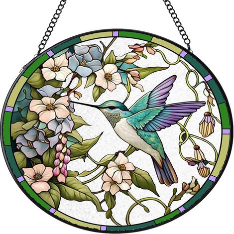 Attrape-soleil en vitrail rond – Déco intérieure pour porte et fenêtre, idée cadeau femme homme maman papa, Diamètre : 12.5 cm (1/4)